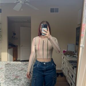 Blue Blush Multicolor Striped Long Sleeve Top